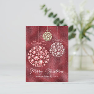 Cartão Postal De Festividades Elegante de Enfeites de natal brilhante vermelho