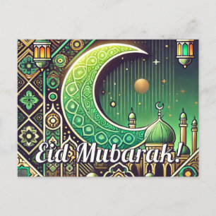 Cartão Postal De Festividades Elegante Eid al-Fitr Postcard Eid Mubarak Holiday