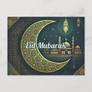 Cartão Postal De Festividades Elegante Eid al-Fitr Postcard Eid Mubarak Holiday
