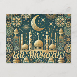 Cartão Postal De Festividades Elegante Eid al-Fitr Postcard Eid Mubarak Holiday
