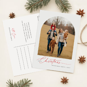 Cartão Postal De Festividades Elegante Família de Caligrafia em Script Foto Nata