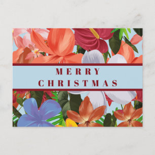 Cartão Postal De Festividades Elegante Floral de Natal Moderno em Aquarela
