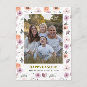 Cartão Postal De Festividades Elegante Foto Colorida Simples Floral da Família d