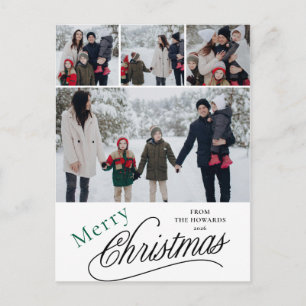 Cartão Postal De Festividades Elegante Foto de Família de Natal Minimalista Mode