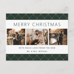 Cartão Postal De Festividades Elegante Foto de Recém-Casados Verde