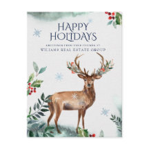 Elegante Holly Deer Christmas Corporate Saudação