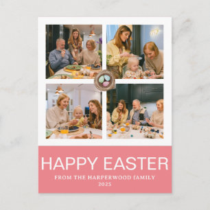 Cartão Postal De Festividades Elegante imagem da família Feliz Páscoa com letra