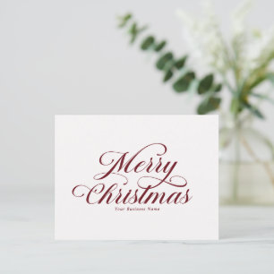 Cartão Postal De Festividades Elegante Logotipo Empresarial de Natal Vermelho em