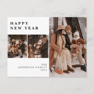 Cartão Postal De Festividades Elegante Mínimo Ano Novo Parabéns Família 3 Foto