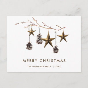 Cartão Postal De Festividades Elegante Mínimo Boho Saudação de Natal