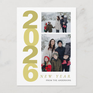 Cartão Postal De Festividades Elegante Mínimo Feliz Ano Novo Família 2 Foto