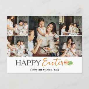 Cartão Postal De Festividades Elegante Modern Felz pascoa Ovos, família 5 foto
