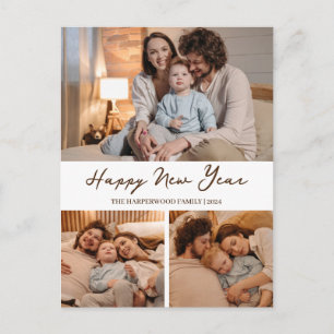 Cartão Postal De Festividades Elegante Moderno Feliz Ano Novo Preto 3 Colagem