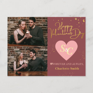 Cartão Postal De Festividades Elegante Monograma dia de os namorados de Amor