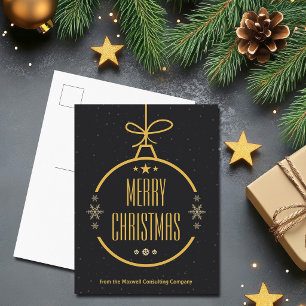 Cartão Postal De Festividades Elegante Natal Feliz Personalizado Negócios Preto