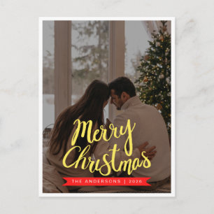 Cartão Postal De Festividades Elegante Natal Minimalista Foto de Família Moder