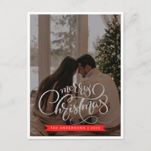 Cartão Postal De Festividades Elegante Natal Minimalista   Foto de Família Moder