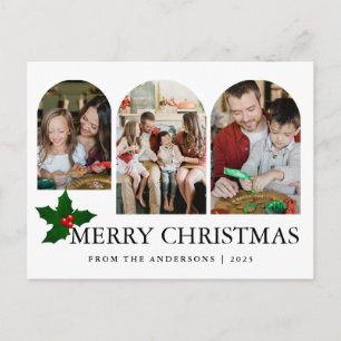 Cartão Postal De Festividades Elegante Natal Minimalista Moderno Família 3 Fot