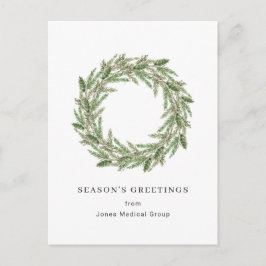 Cartão Postal De Festividades Elegante Pine Wreath Simples Natal Corporativo