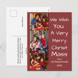 Cartão Postal De Festividades Elegante roteiro de férias de Natal Família 3 Foto