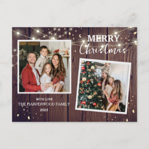 Cartão Postal De Festividades Elegante Rustic Wood Christmas Family 2 Photo