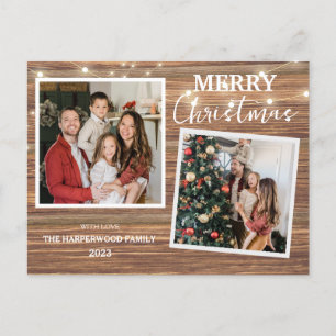 Cartão Postal De Festividades Elegante Rustic Wood Christmas Family 2 Photo