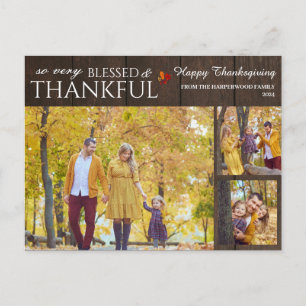 Cartão Postal De Festividades Elegante Rustic Wood graças à família 3 foto