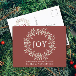 Cartão Postal De Festividades Elegante Rustic Wreath Joy Business