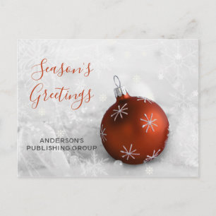 Cartão Postal De Festividades Elegante Snow Orange Ornament Feriado comercial