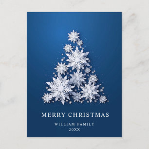 Cartão Postal De Festividades Elegante Snowflakes Saudação de Árvore de Natal
