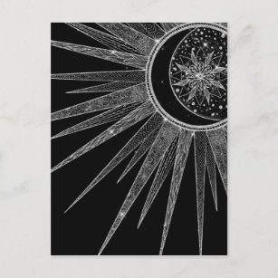 Cartão Postal De Festividades Elegante Sun Moon Mandala Design