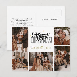 Cartão Postal De Festividades Elegante tipografia moderna Foto de família de Nat