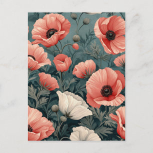Cartão Postal De Festividades Elegante Vermelho Cor-de-rosa-branco papilas escur