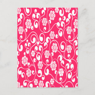 Cartão Postal De Festividades Elegante Victorian Floral Design Magenta