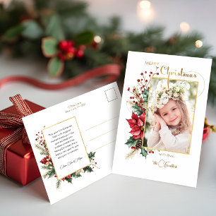 Cartão Postal De Festividades Elegante Winter Floral Dourado Felry Christmas 1 P