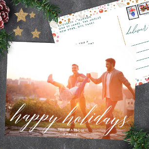 Cartão Postal De Festividades Elegantes Festas de Fim de Ano Foto de Natal