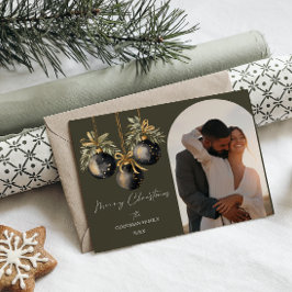 Cartão Postal De Festividades Elegantes Ornamentos Pretos Dourados em Arco Foto