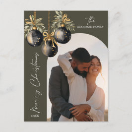 Cartão Postal De Festividades Elegantes Ornamentos Pretos Dourados em Arco Foto