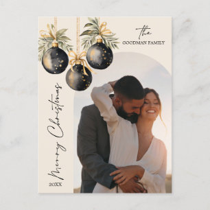 Cartão Postal De Festividades Elegantes Ornamentos Pretos e Dourados Arco Foto F