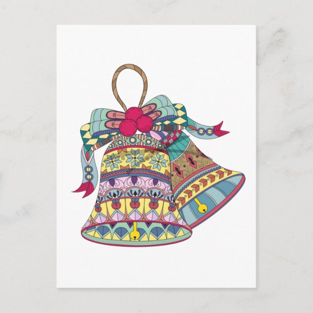 Cartão Postal De Festividades Elemento de sinos de Natal decorativos (Frente)