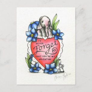 Cartão Postal De Festividades Elephant Valentine