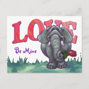 Cartão Postal De Festividades Elephant Valentine's Day