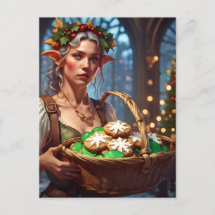 Cartão Postal De Festividades Elf Com Biscoitos De Natal