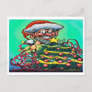 Cartão Postal De Festividades Elf de Natal