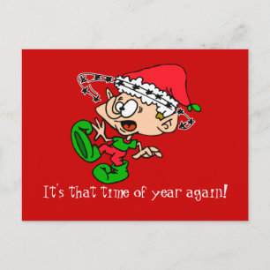 Cartão Postal De Festividades Elf louco com área de texto personalizável