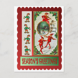 Cartão Postal De Festividades Elfos dançantes