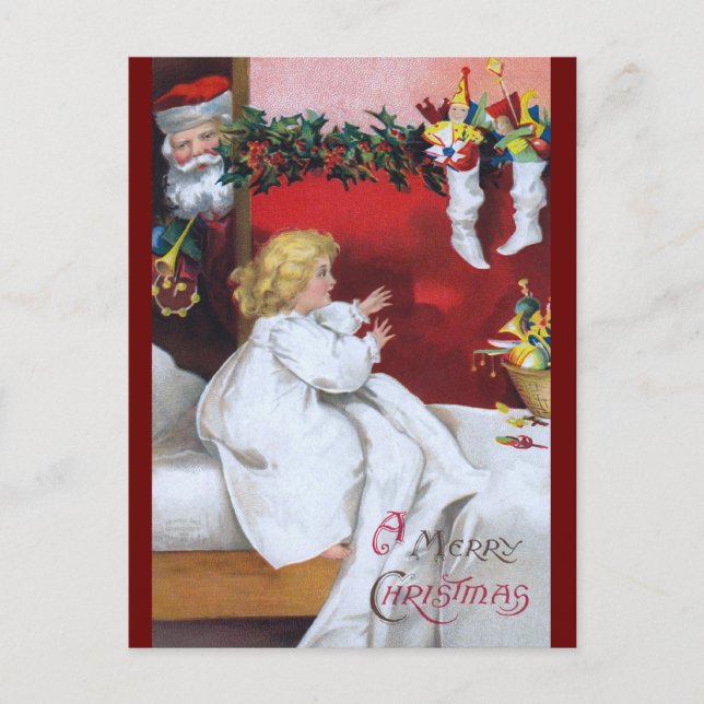 Cartão Postal De Festividades Ellen H. Clapsaddle: Assistindo Papais noeis (Frente)