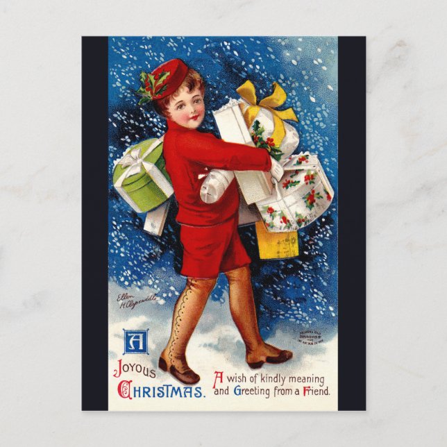 Cartão Postal De Festividades Ellen H. Clapsaddle - Garota Comprada de Natal (Frente)