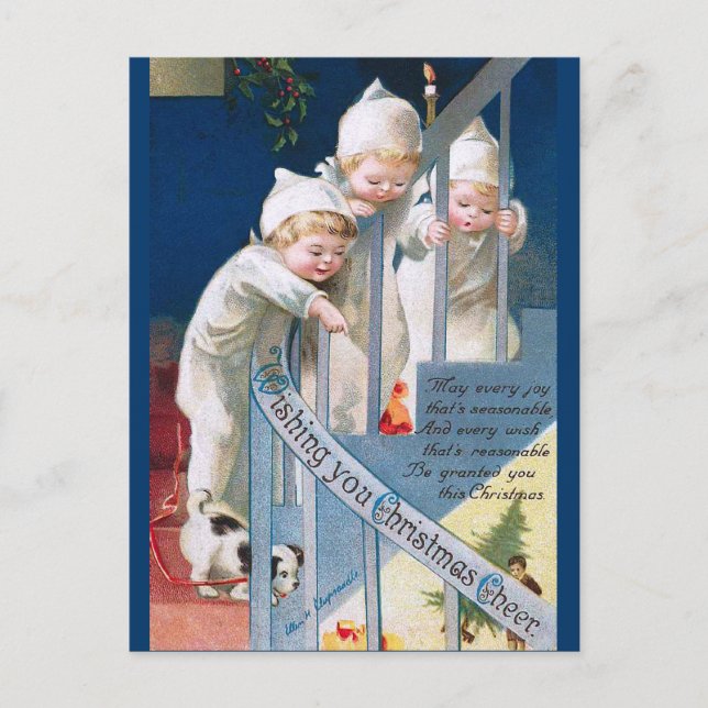 Cartão Postal De Festividades Ellen H. Clapsaddle: Saúde de Natal (Frente)