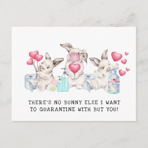 Cartão Postal De Festividades Em quarentena com você Coelhinhos de valentine f